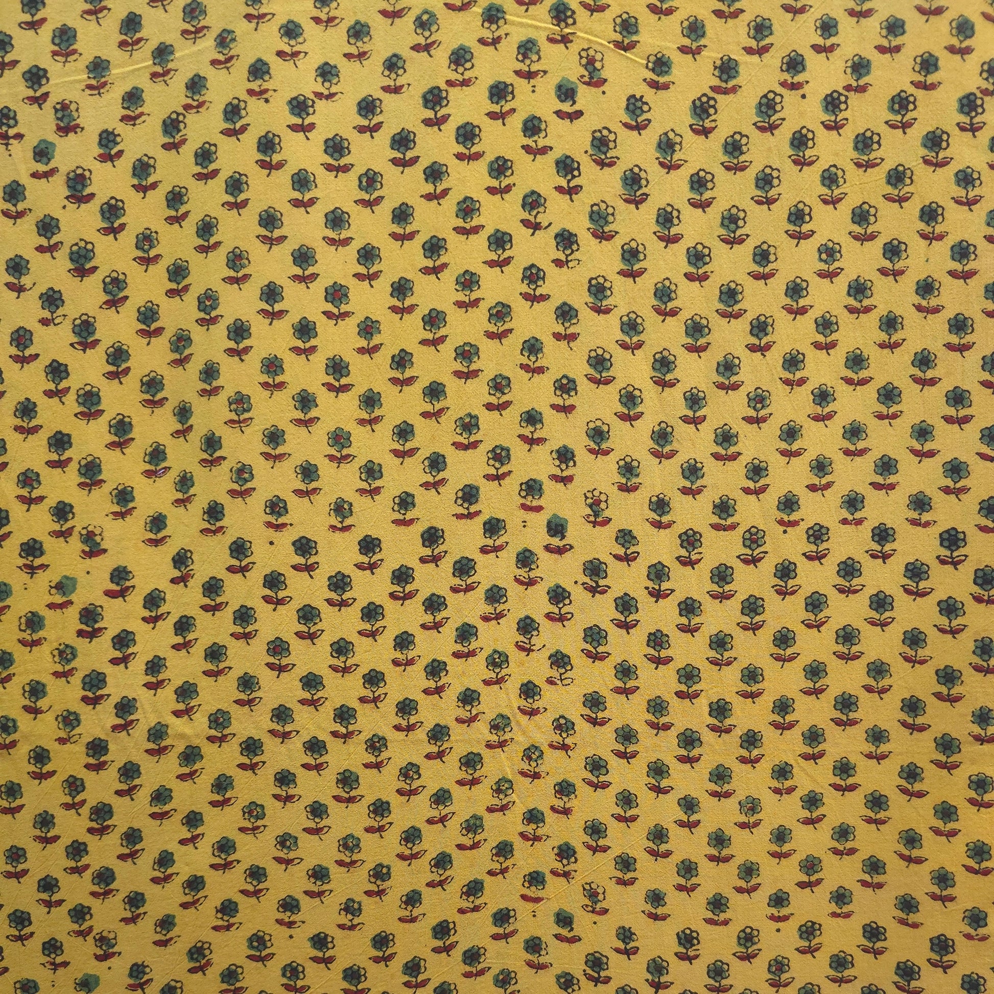 Turmeric Yellow Buti Natural Dyed Ajrakh Hand Block Print Cotton Fabric