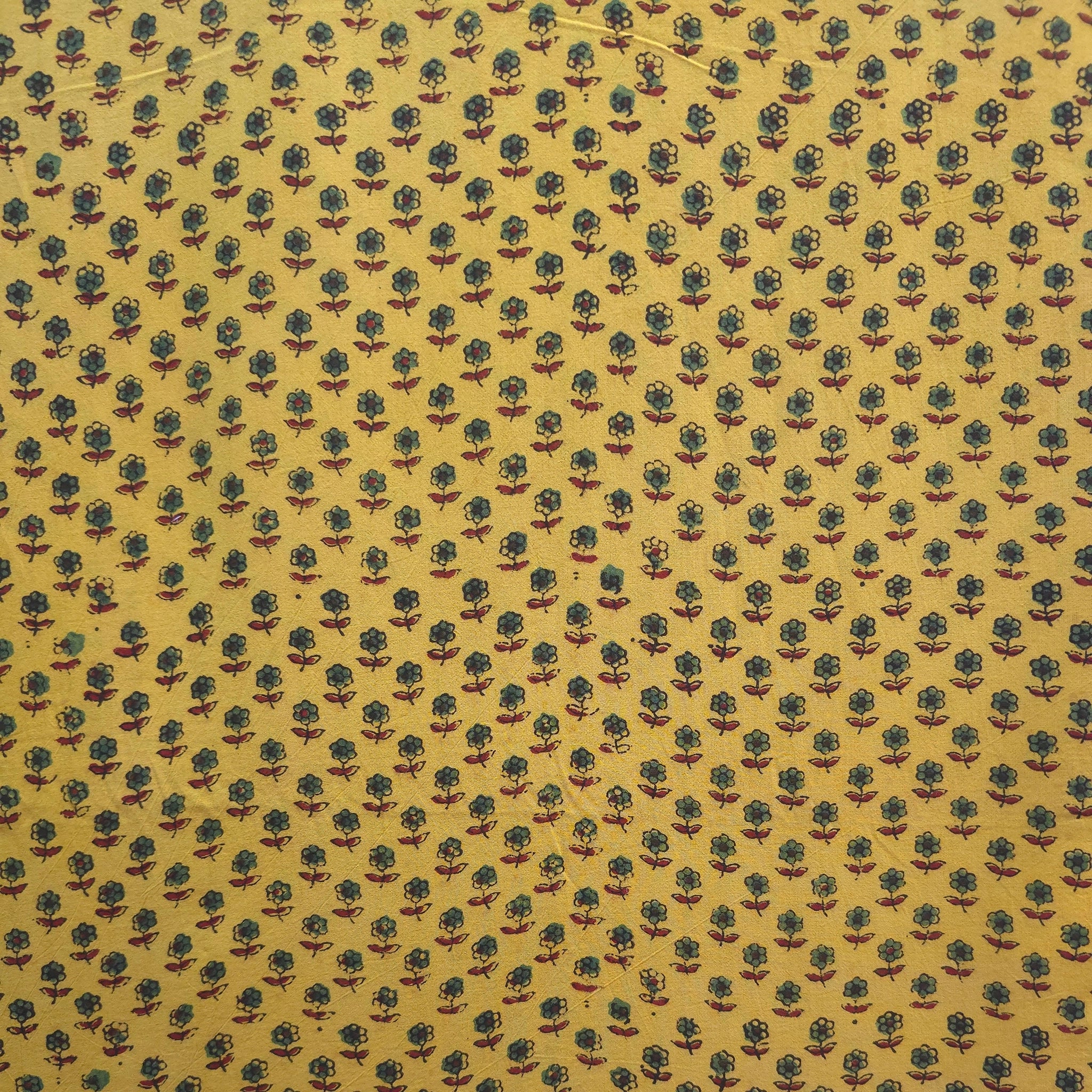 Turmeric Yellow Buti Natural Dyed Ajrakh Hand Block Print Cotton Fabric