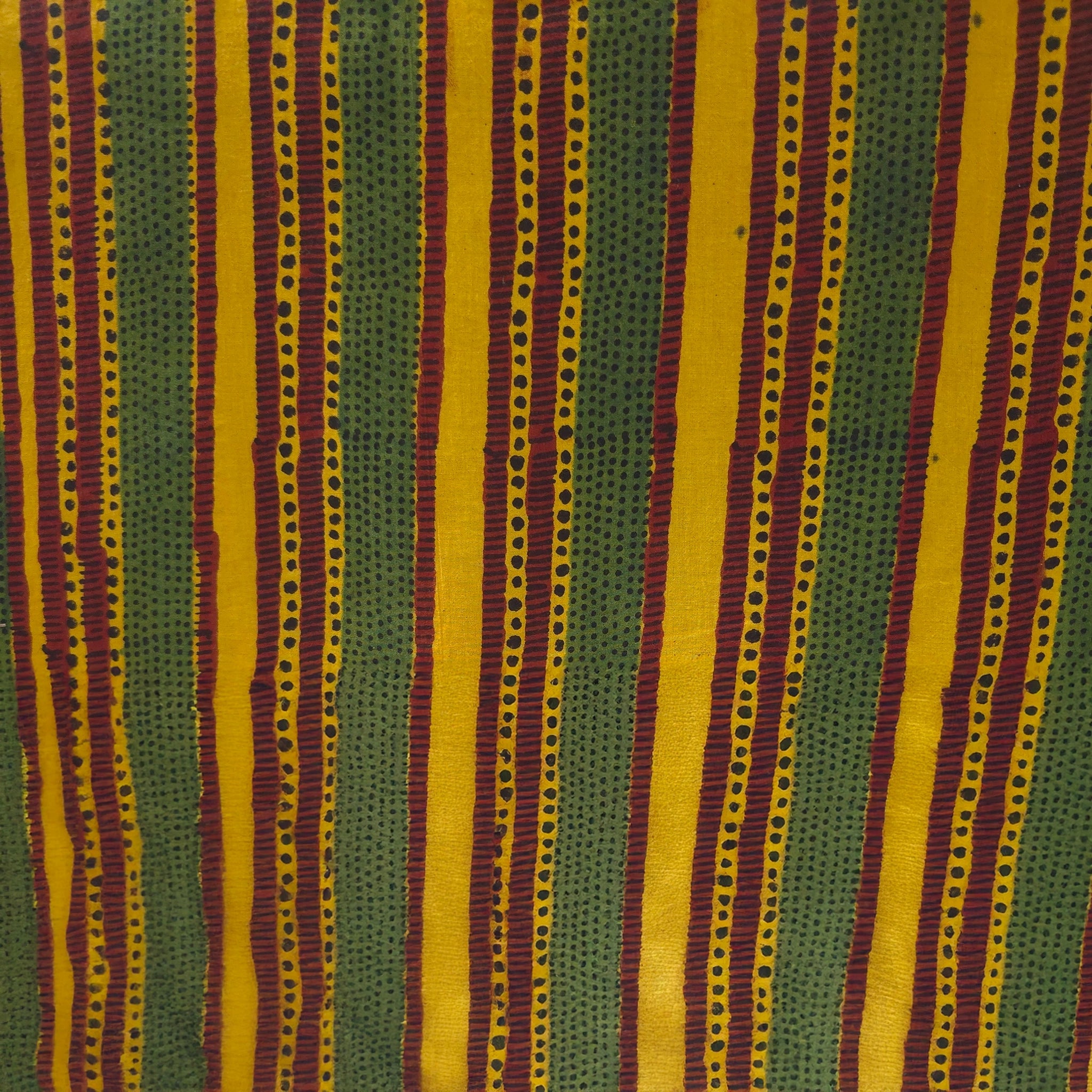 Turmeric Yellow Stripe Natural Dyed Ajrakh Hand Block Print Cotton Fabric