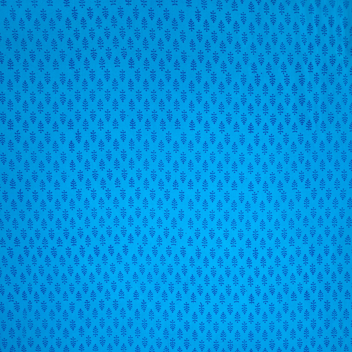 Turquoise Blue Buti Kutch Hand Block Print Pure cotton Fabric