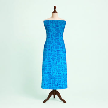 Turquoise Blue Geometric Kutch Hand Block Print Pure cotton Fabric 2