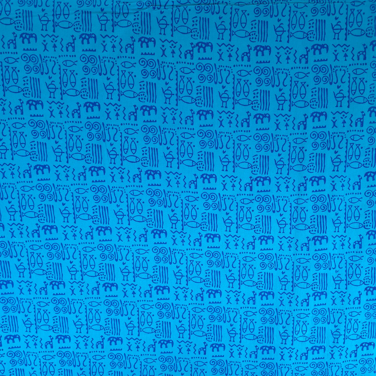 Turquoise Blue Geometric Kutch Hand Block Print Pure cotton Fabric 2