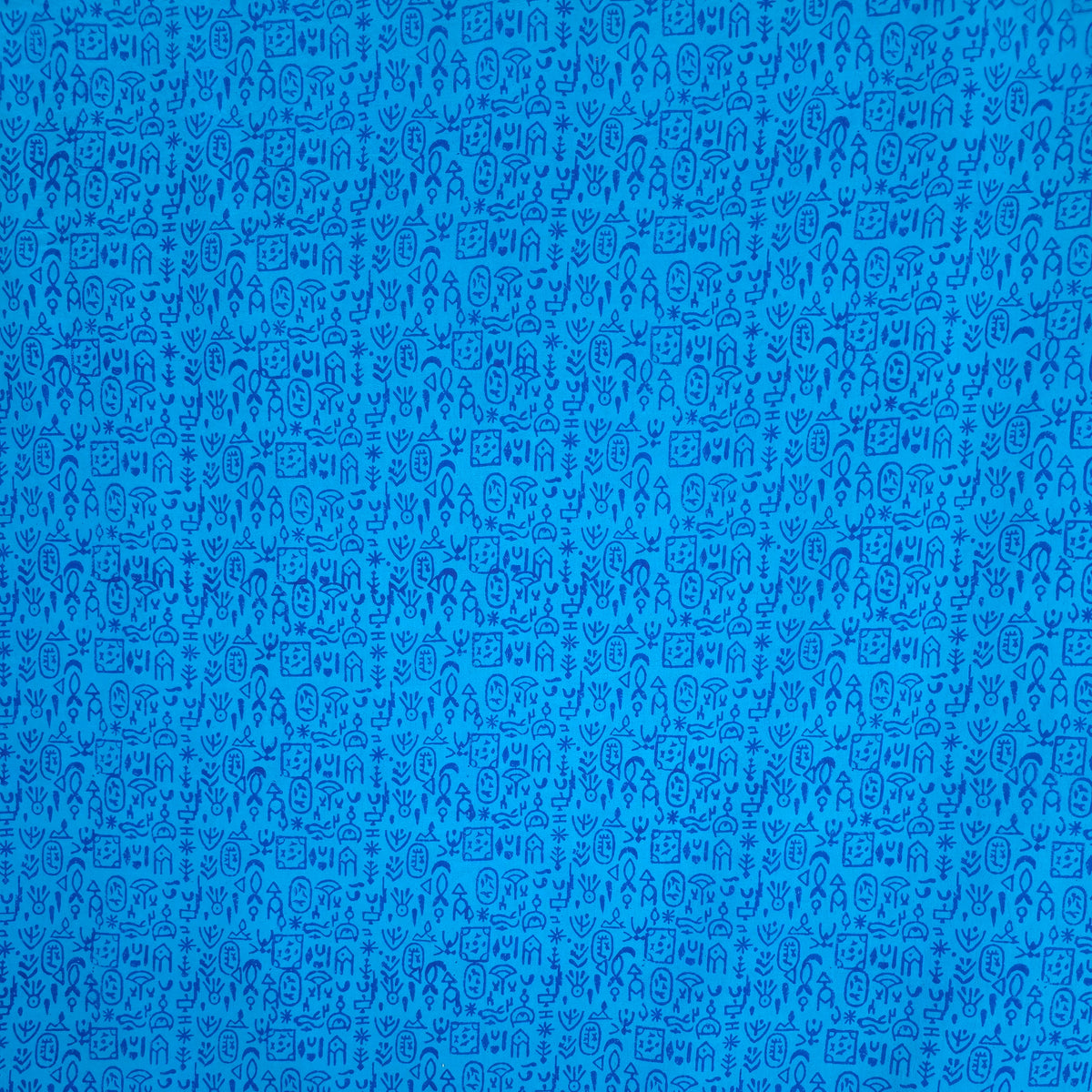 Turquoise Blue Geometric Kutch Hand Block Print Pure cotton Fabric