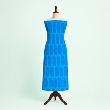Turquoise Blue Kutch Hand Block Print Pure cotton Fabric