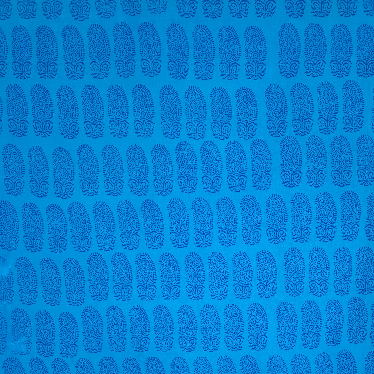 Turquoise Blue Kutch Hand Block Print Pure cotton Fabric