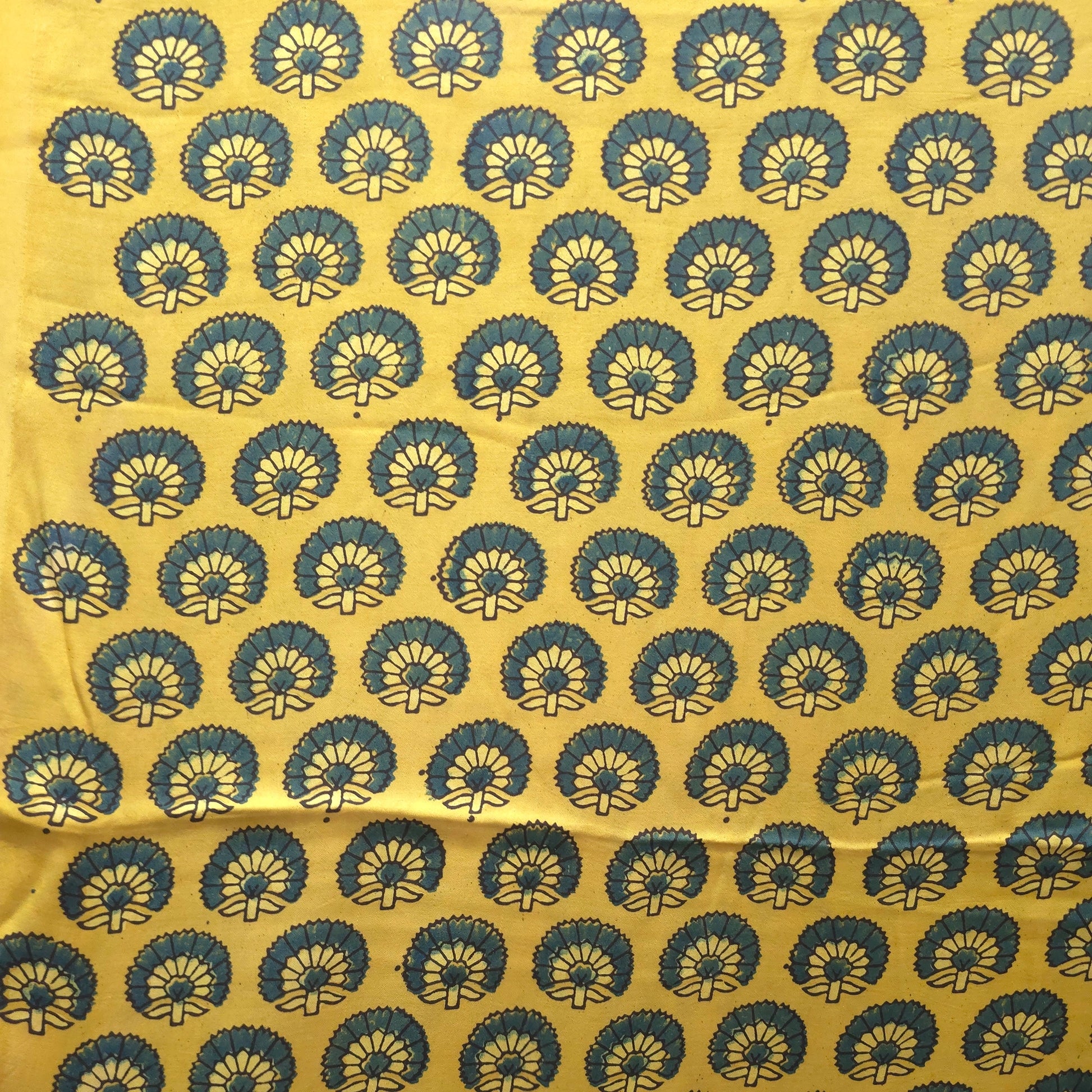 Yellow Buti Natural Dyed Ajrakh Hand Block Print Modal Fabric